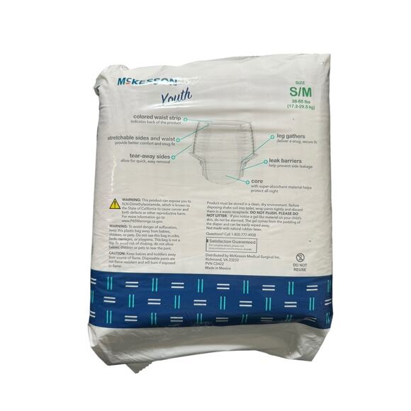 McKesson Youth Disposable Underwear Sleep Pants Small 17 Count - Picture 2 of 2